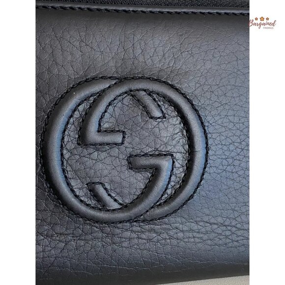 Authentic GUCCI Black Leather Soho Interlocking G Medium Zip Around Wallet - Picture 2 of 14